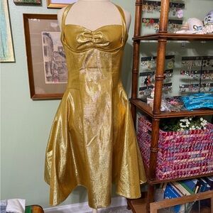 Bernie Dexter Gold Halter Dress